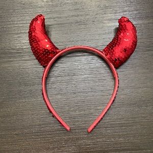 Red sequin devil headband